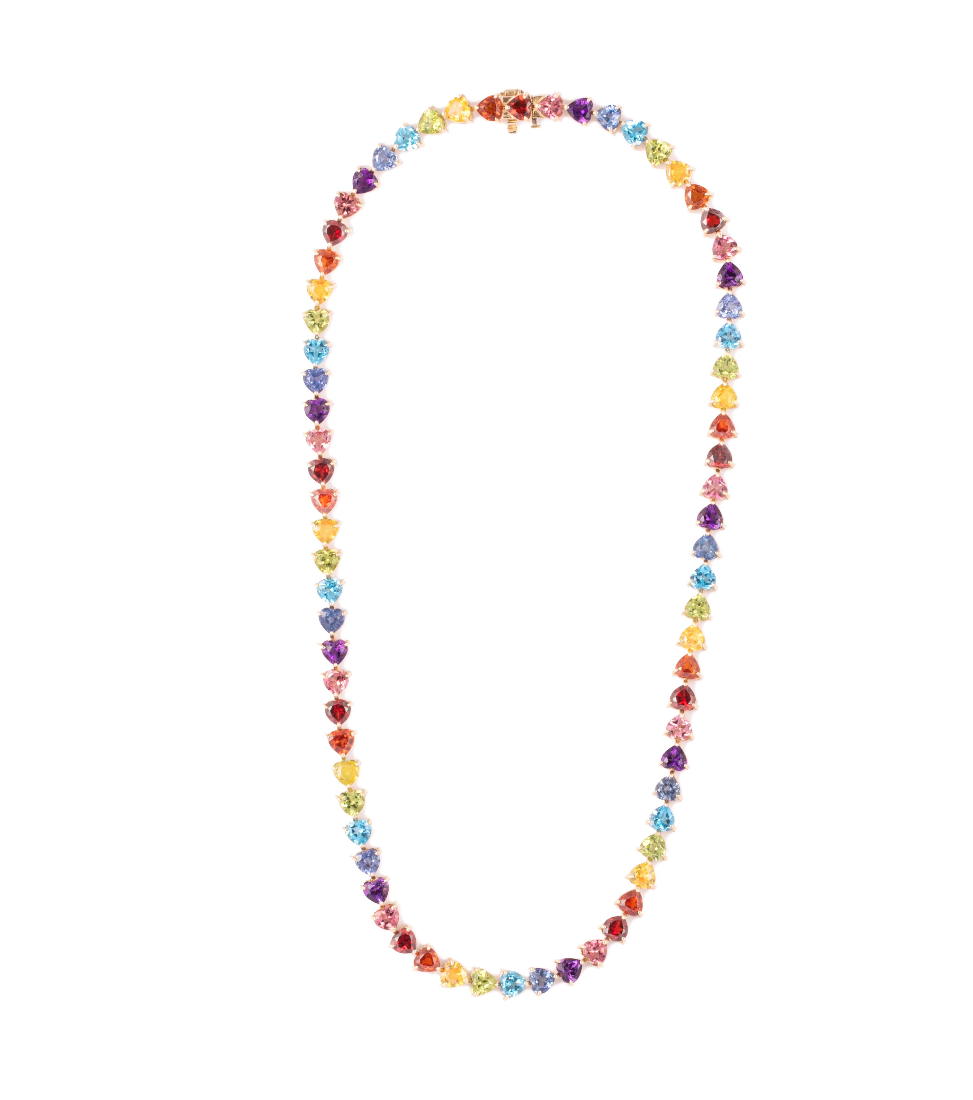 Rainbow heart gems tennis necklace