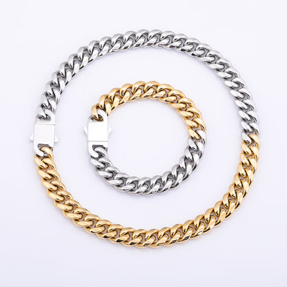 G'ilver Two tone Cuban Chain Bracelet