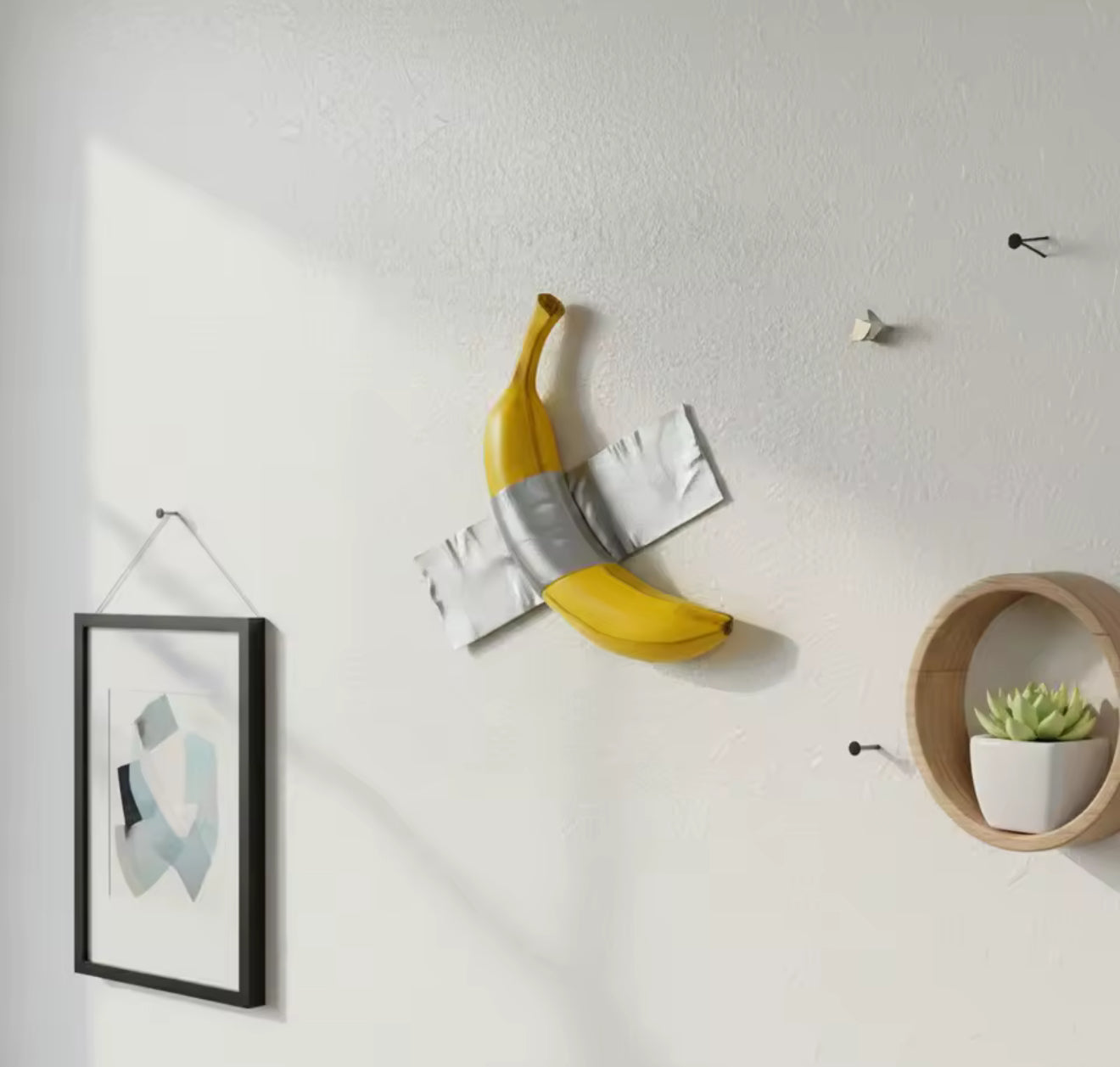 Banana Duct Tape Wall Figure – Art Sculpture Inspired by “Comedian” Cattelan
