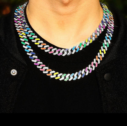 Rainbow Cuban Chain Necklace