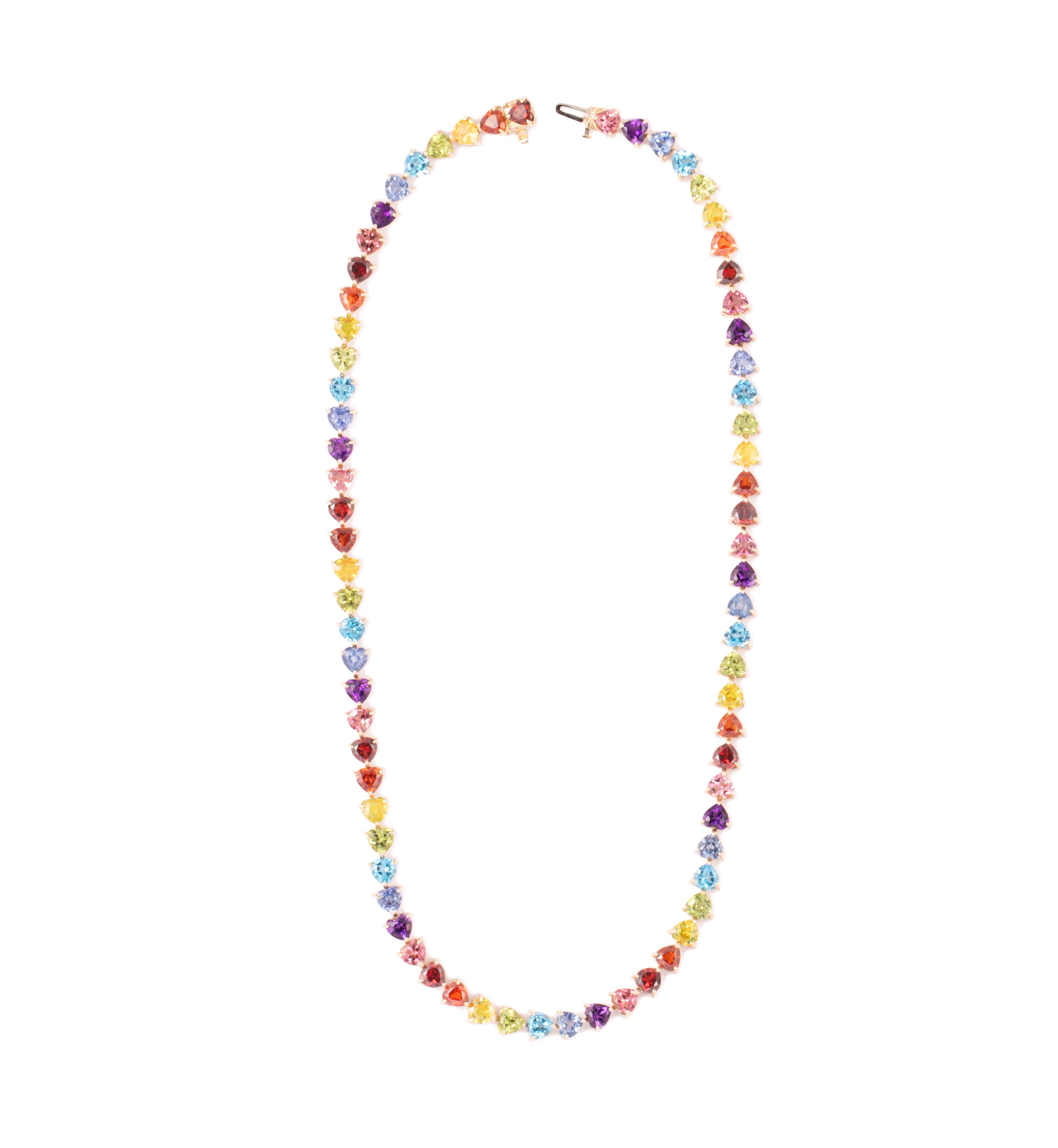 Rainbow heart gems tennis necklace