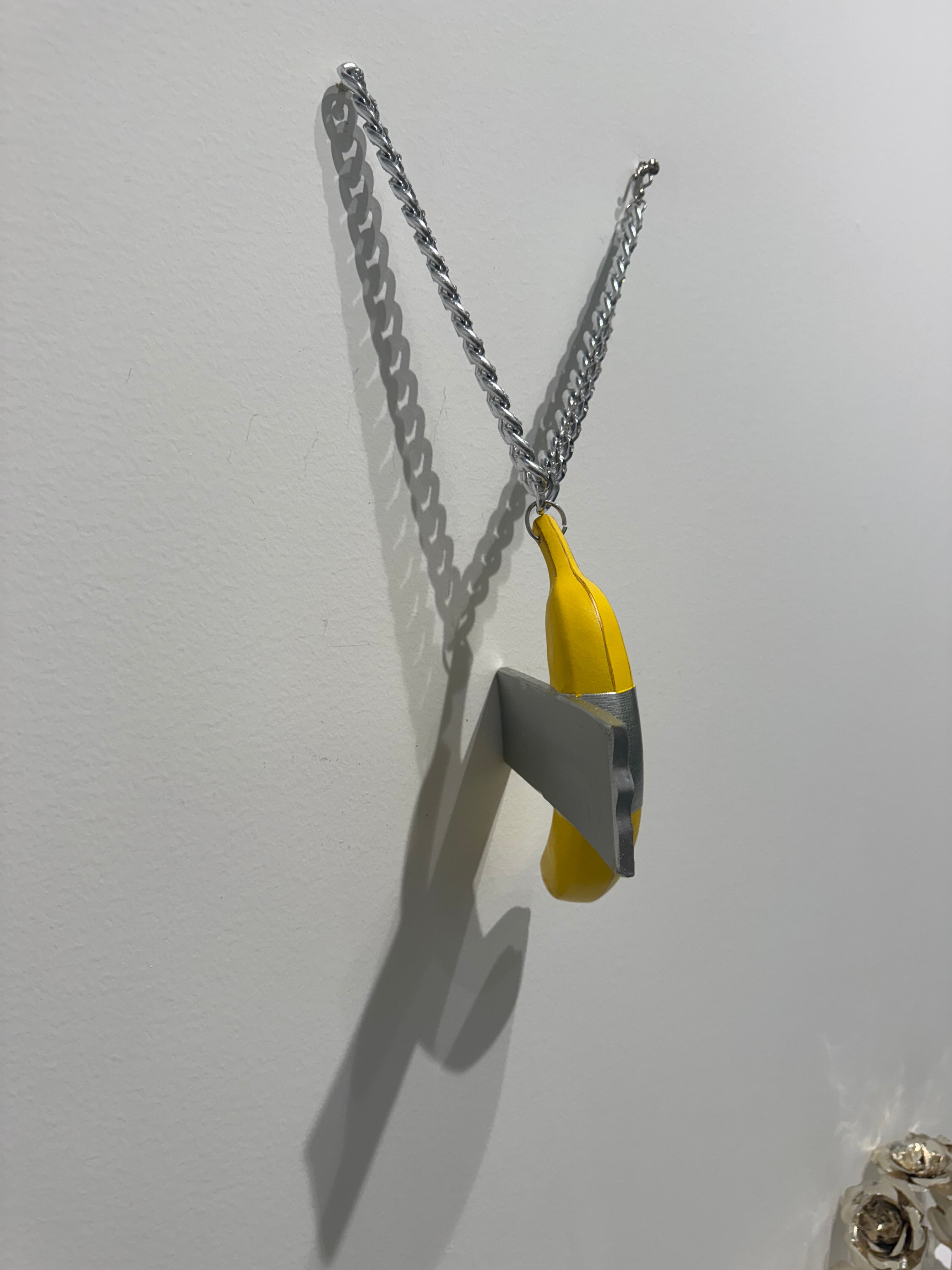 Necklace Banana Duct Tape Wall Figure – Art Sculpture Inspired by “Comedian” Cattelan