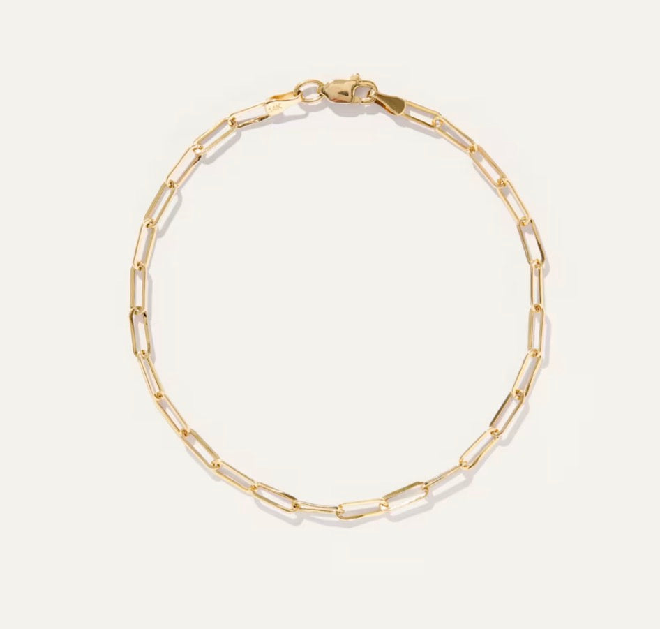 14K Gold Skinny Paperclip Bracelet