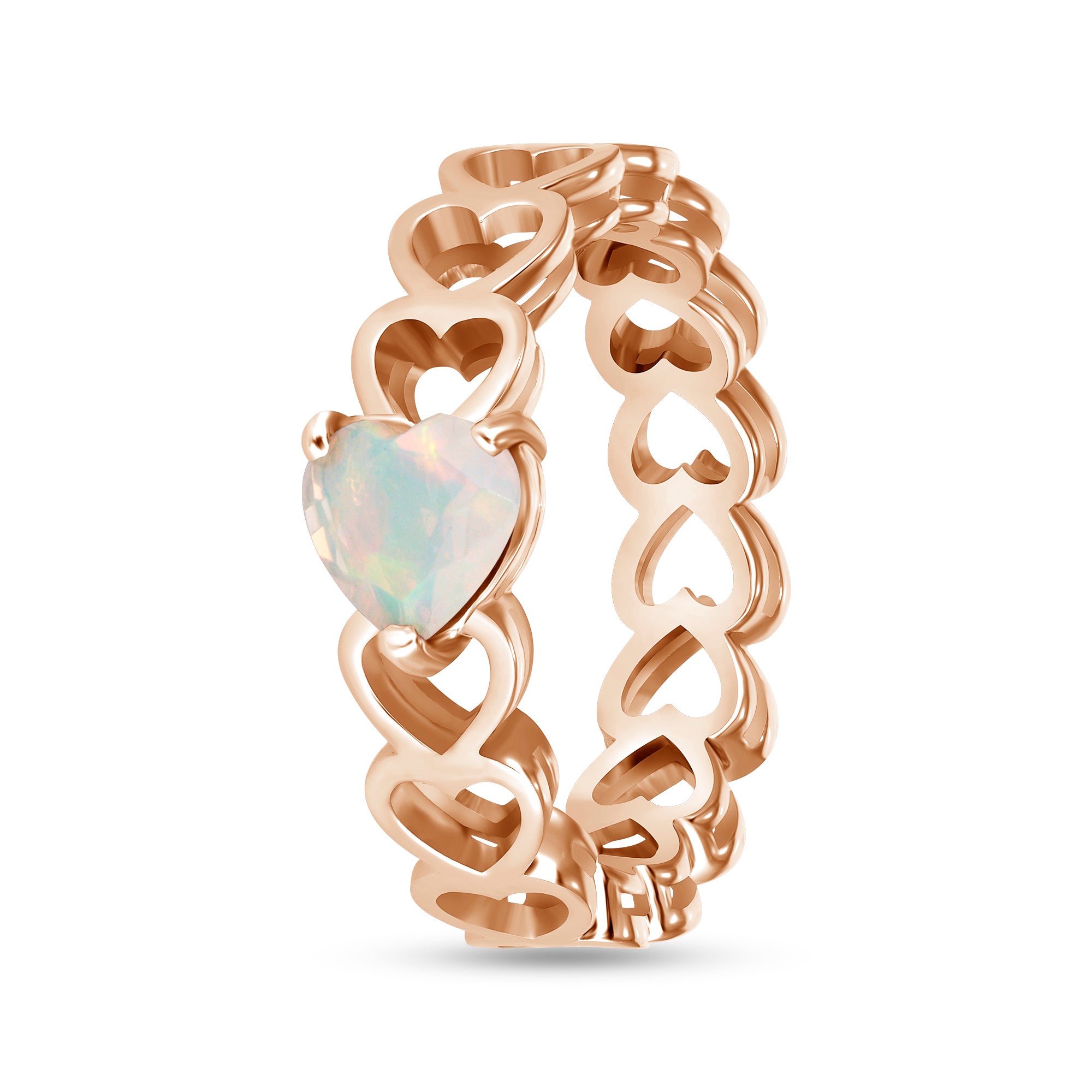 Solitaire White Opal 14K Ring