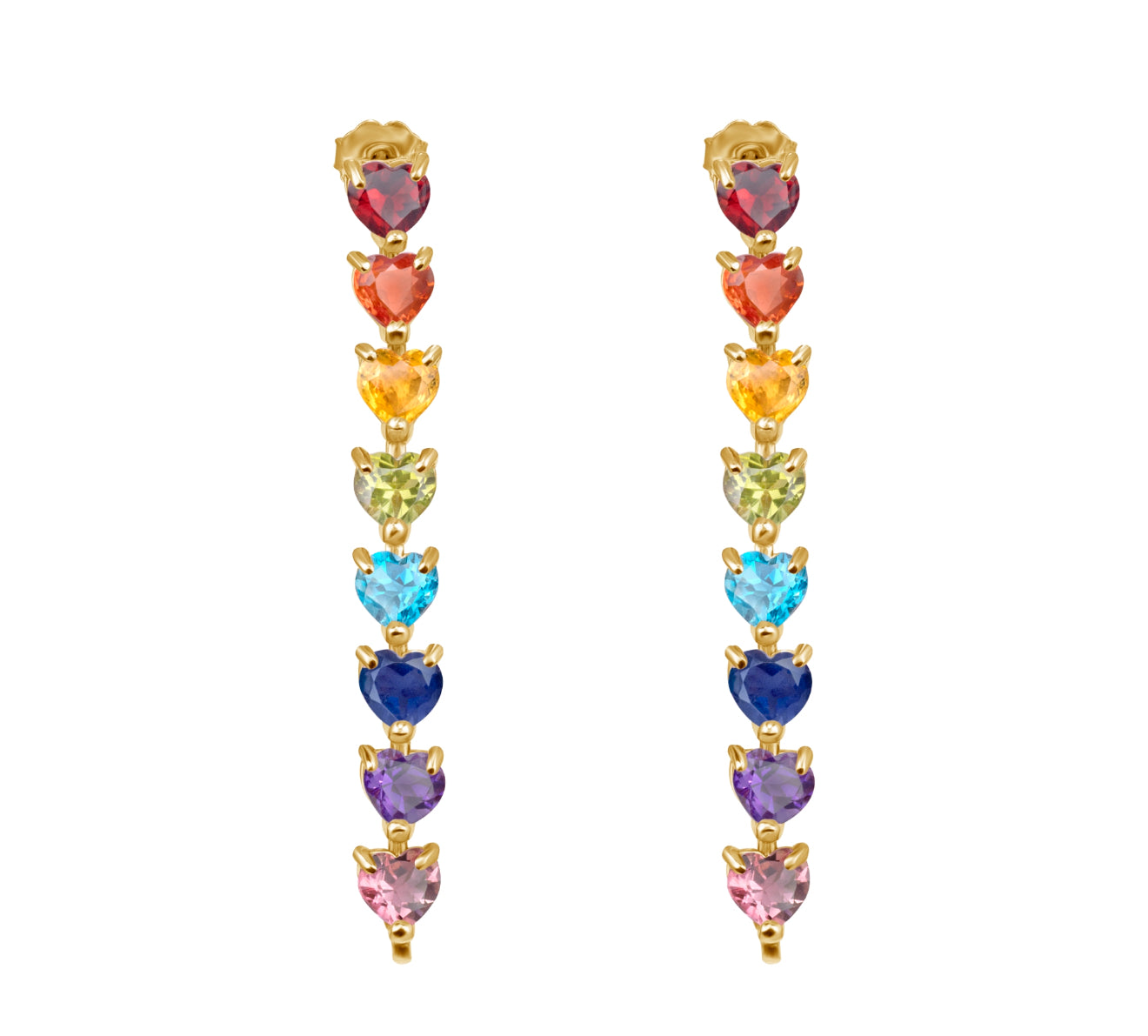 Rainbow heart drop earrings