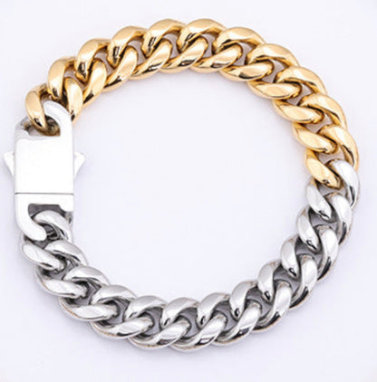 G'ilver Two tone Cuban Chain Bracelet