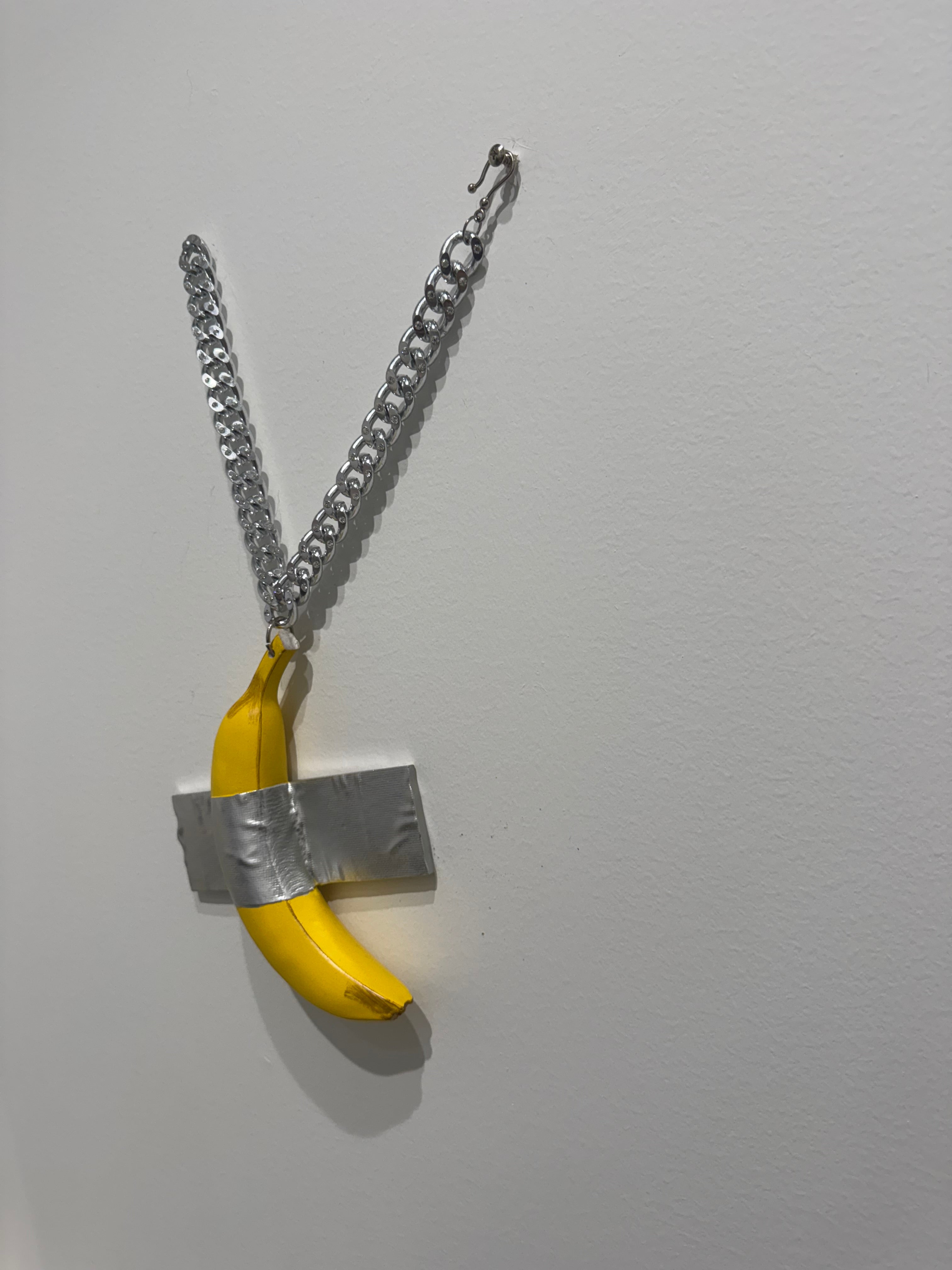 Necklace Banana Duct Tape Wall Figure – Art Sculpture Inspired by “Comedian” Cattelan