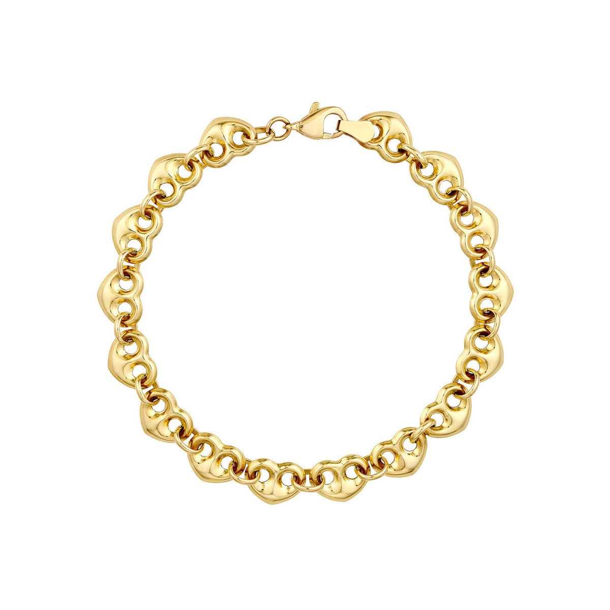 14K Puffed Mariner Heart Bracelet