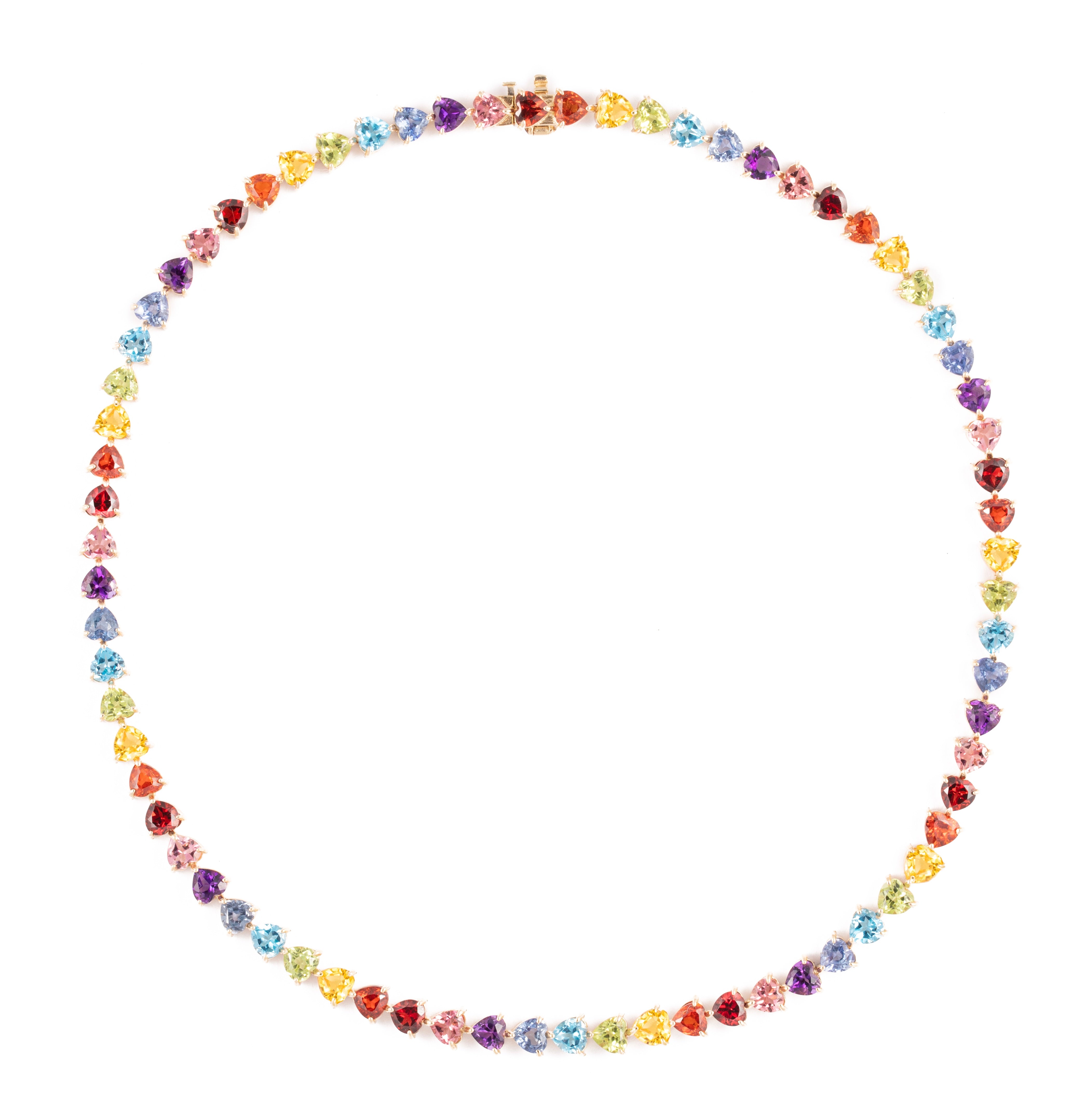Rainbow heart gems tennis necklace