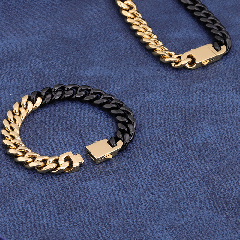 Black Two Tone Cuban Chain Necklace