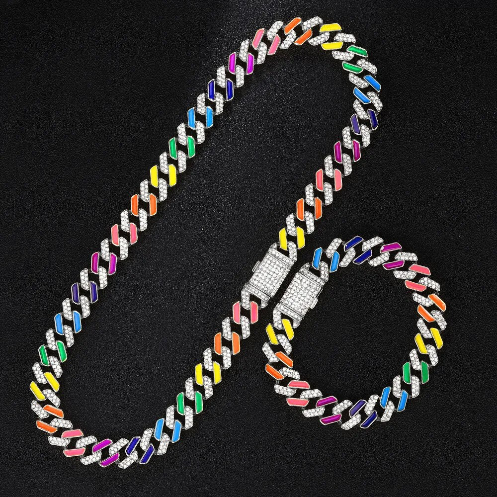 Rainbow Cuban Chain Bracelet