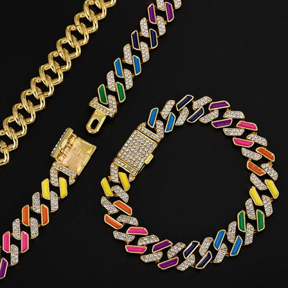 Rainbow Cuban Chain Bracelet