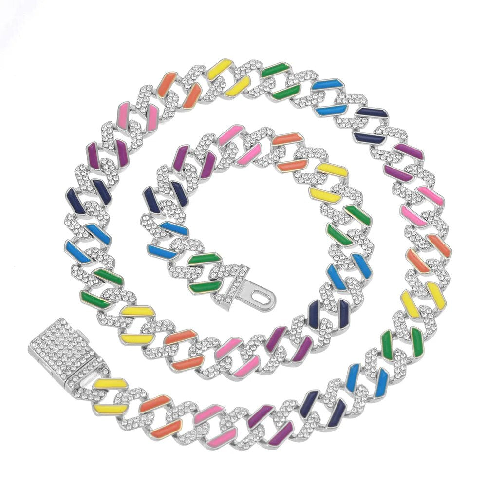 Rainbow Cuban Chain Bracelet