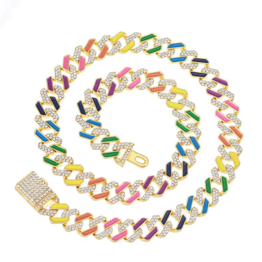 Rainbow Cuban Chain Necklace