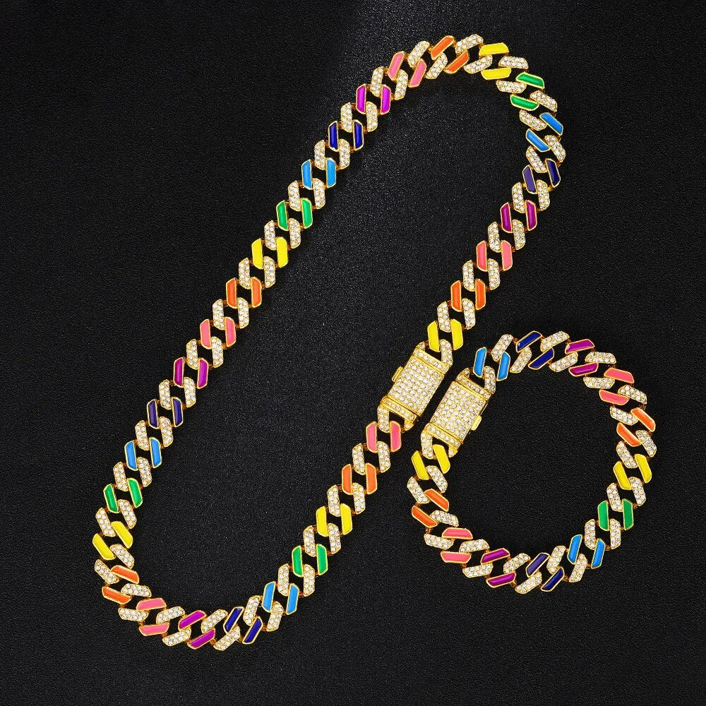 Rainbow Cuban Chain Bracelet