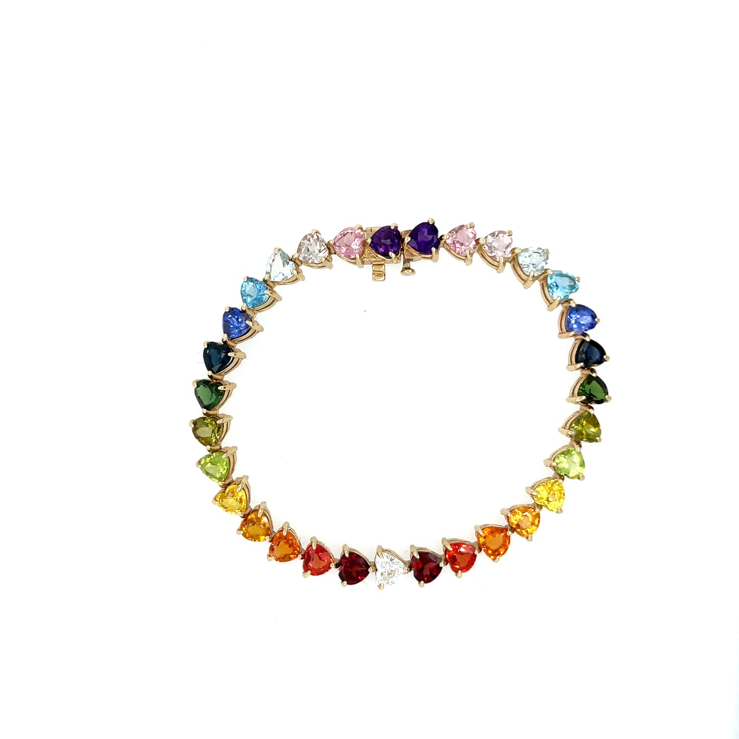 Ombréainbow Diamond Heart Tennis Bracelet