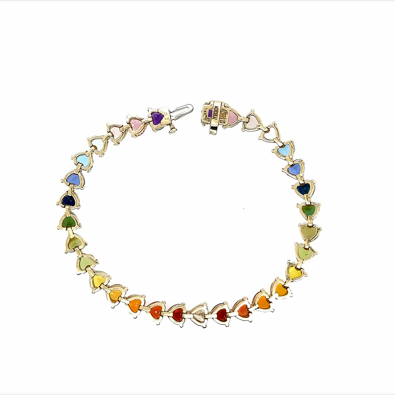 Ombréainbow Diamond Heart Tennis Bracelet