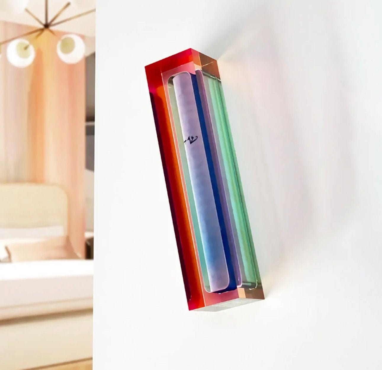 Rainbow Lucite Mezuzah Case - Mordekai