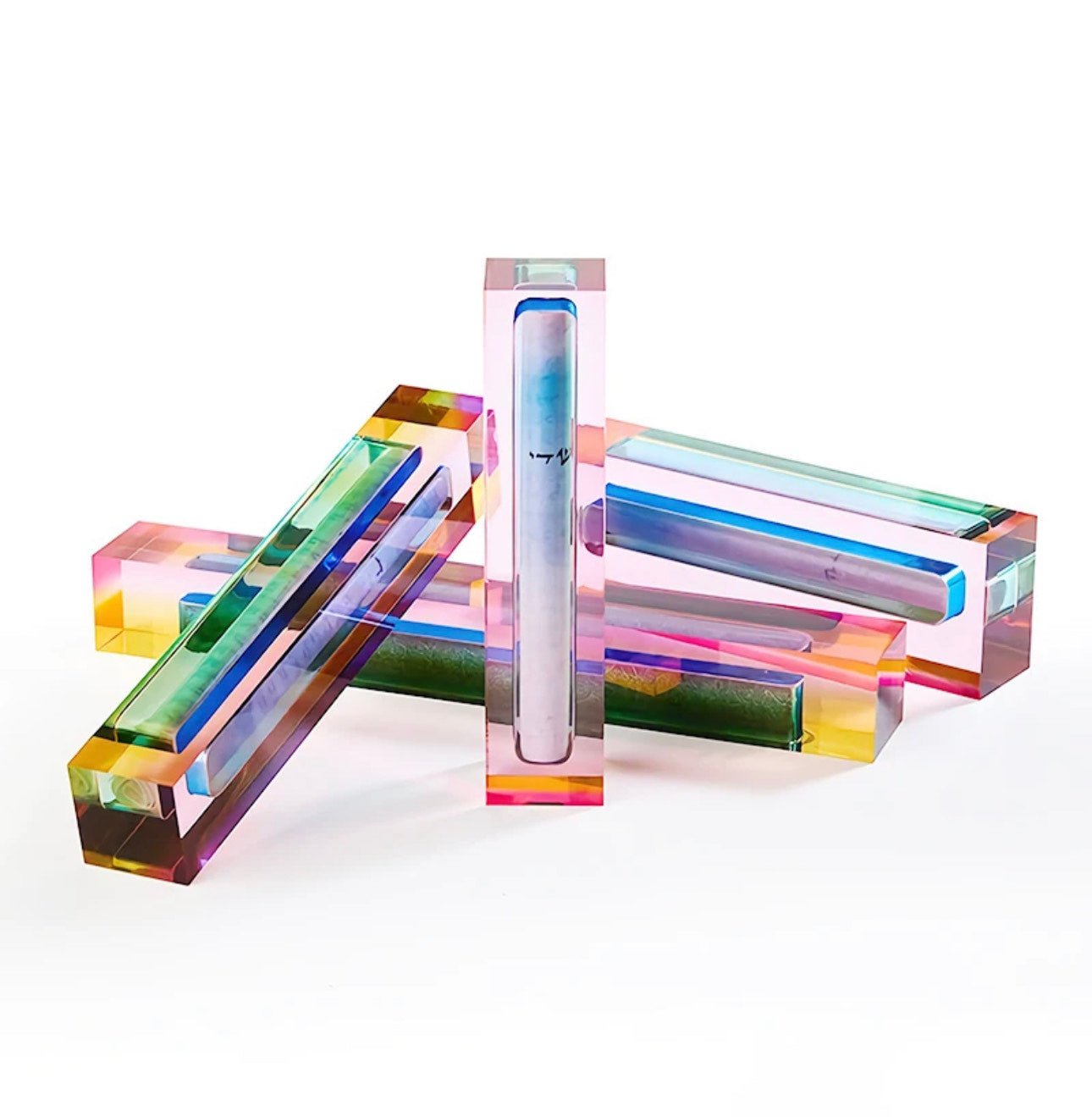 Rainbow Lucite Mezuzah Case - Mordekai