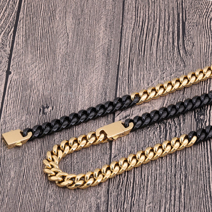 Black Two Tone Cuban Chain Necklace