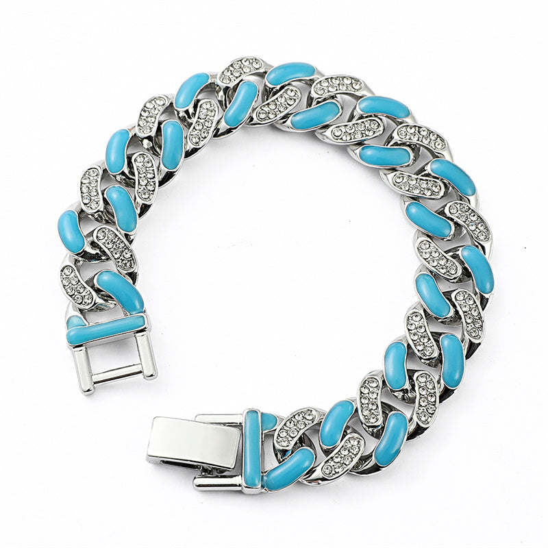 Silver Cuban Glow in the Dark Bracelet