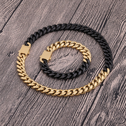 Black Two Tone Cuban Chain Bracelet