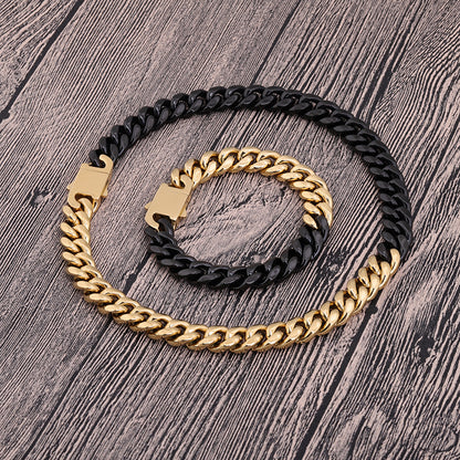 G'ilver Two tone Cuban Chain Bracelet