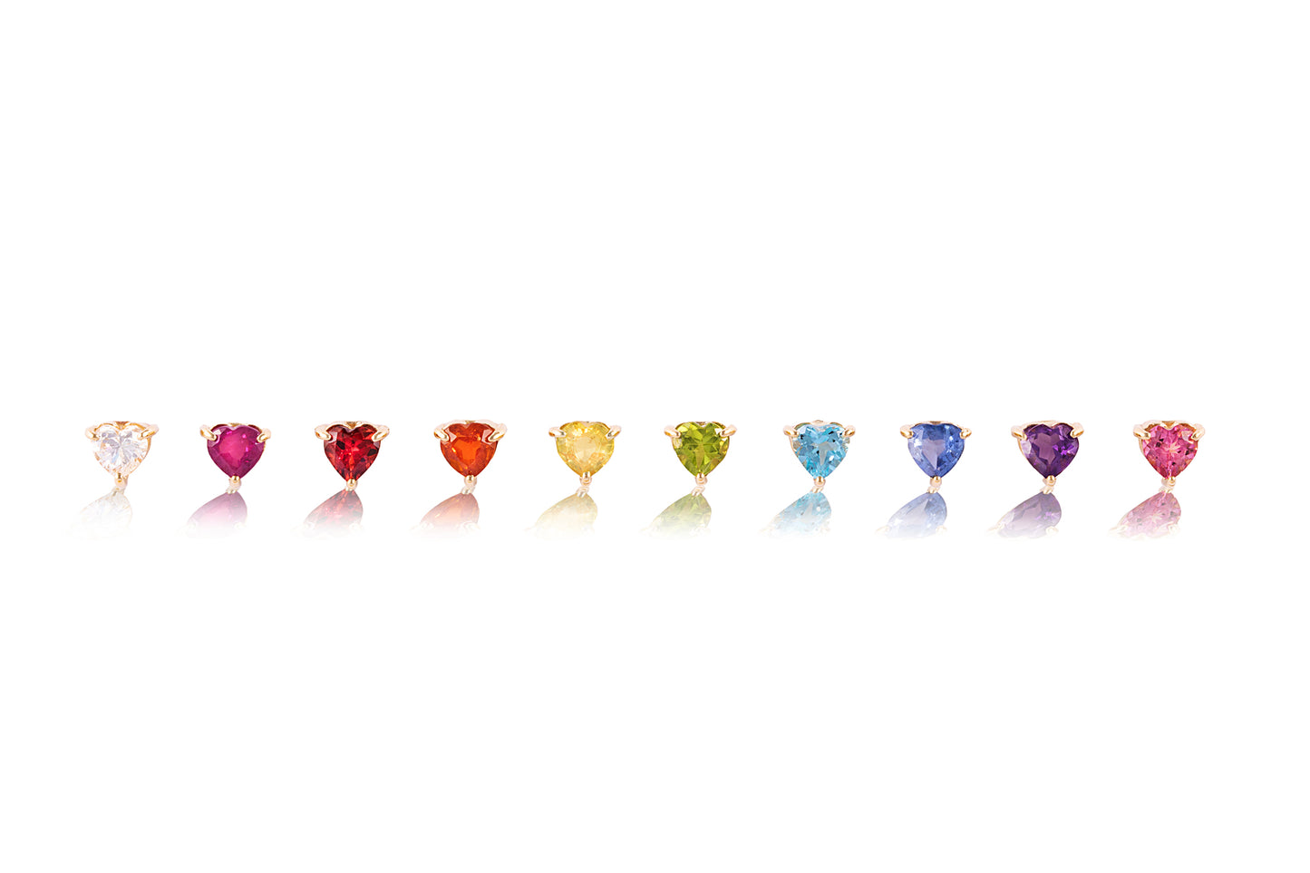 Rainbow heart stud earrings