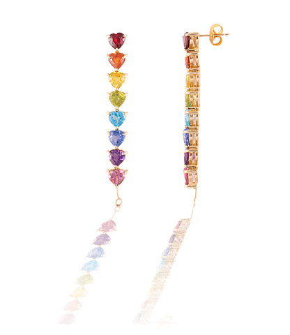 Rainbow heart drop earrings