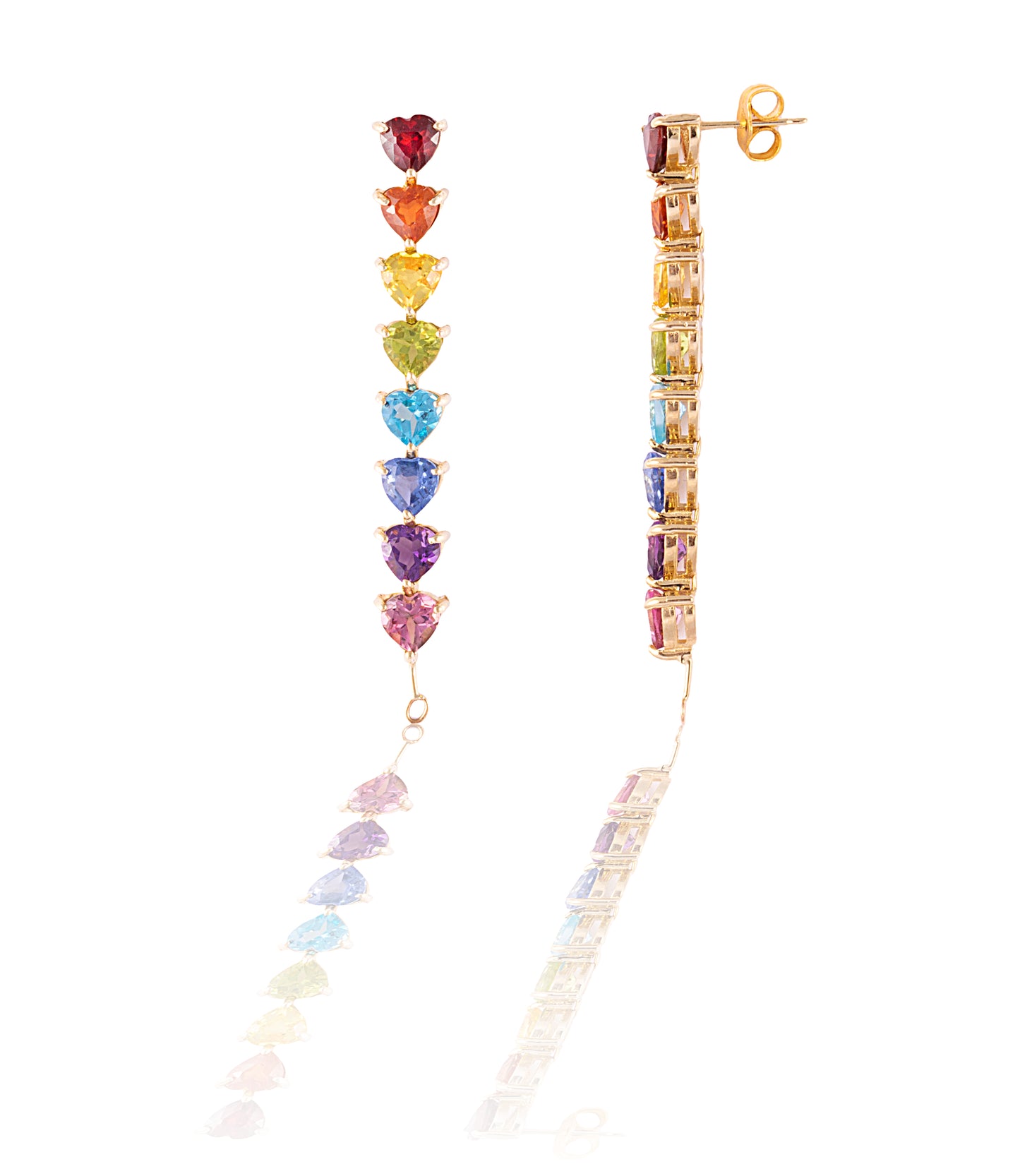 Rainbow heart drop earrings