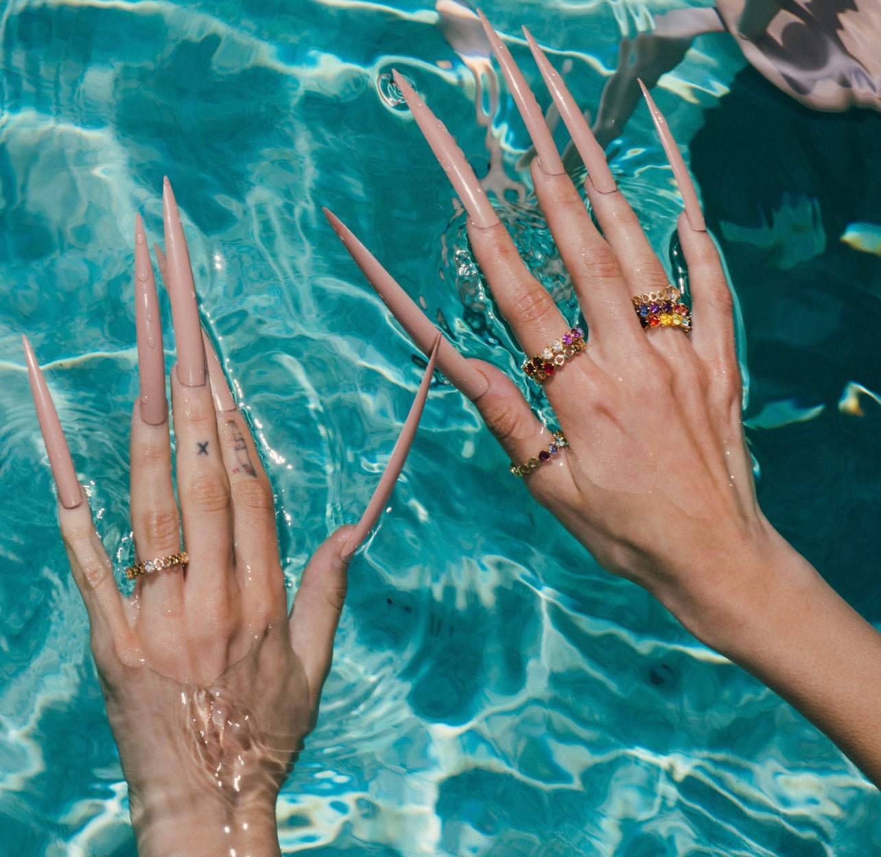14k gold rainbow half-eternity ring - Mordekai