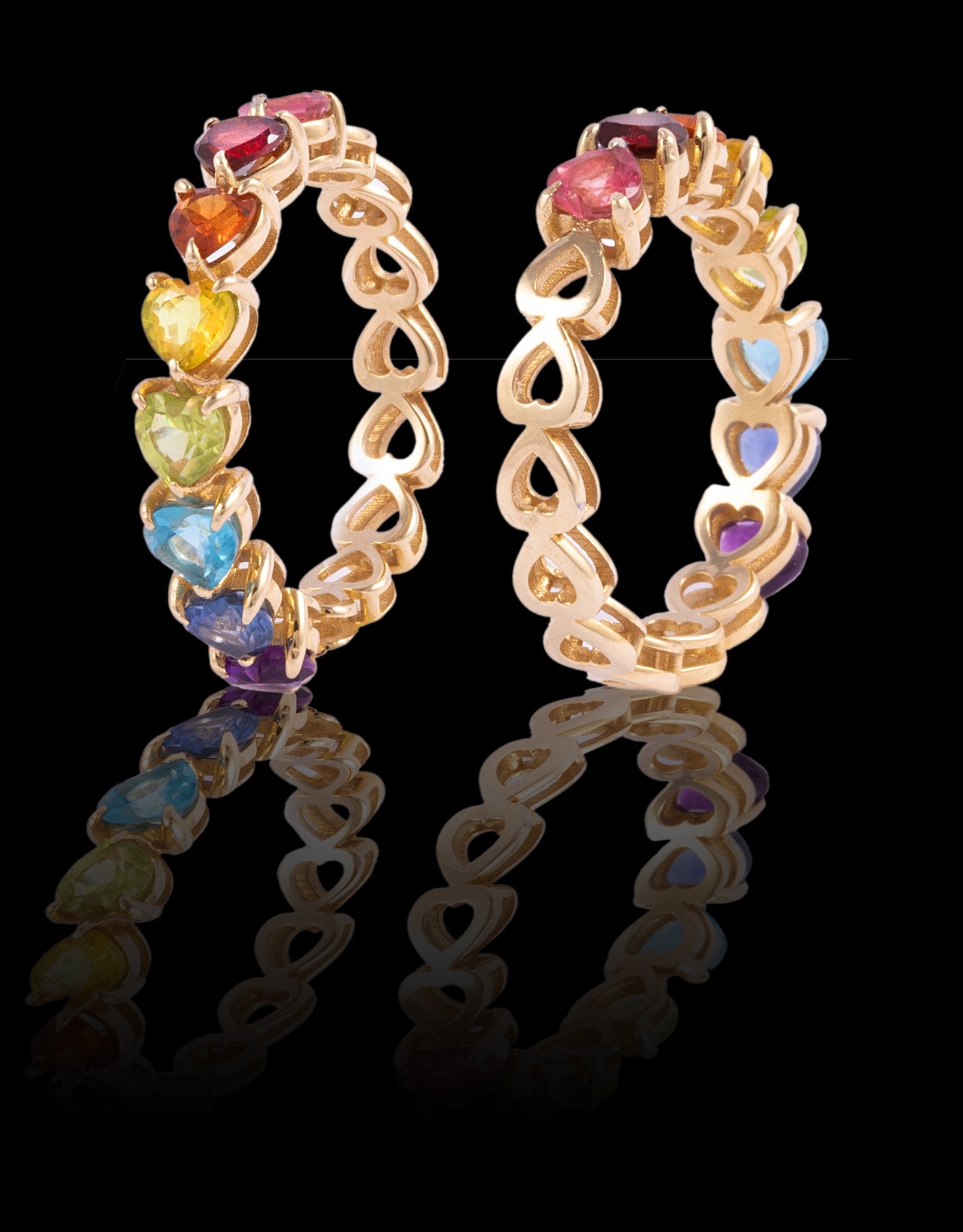 14k gold rainbow half-eternity ring - Mordekai