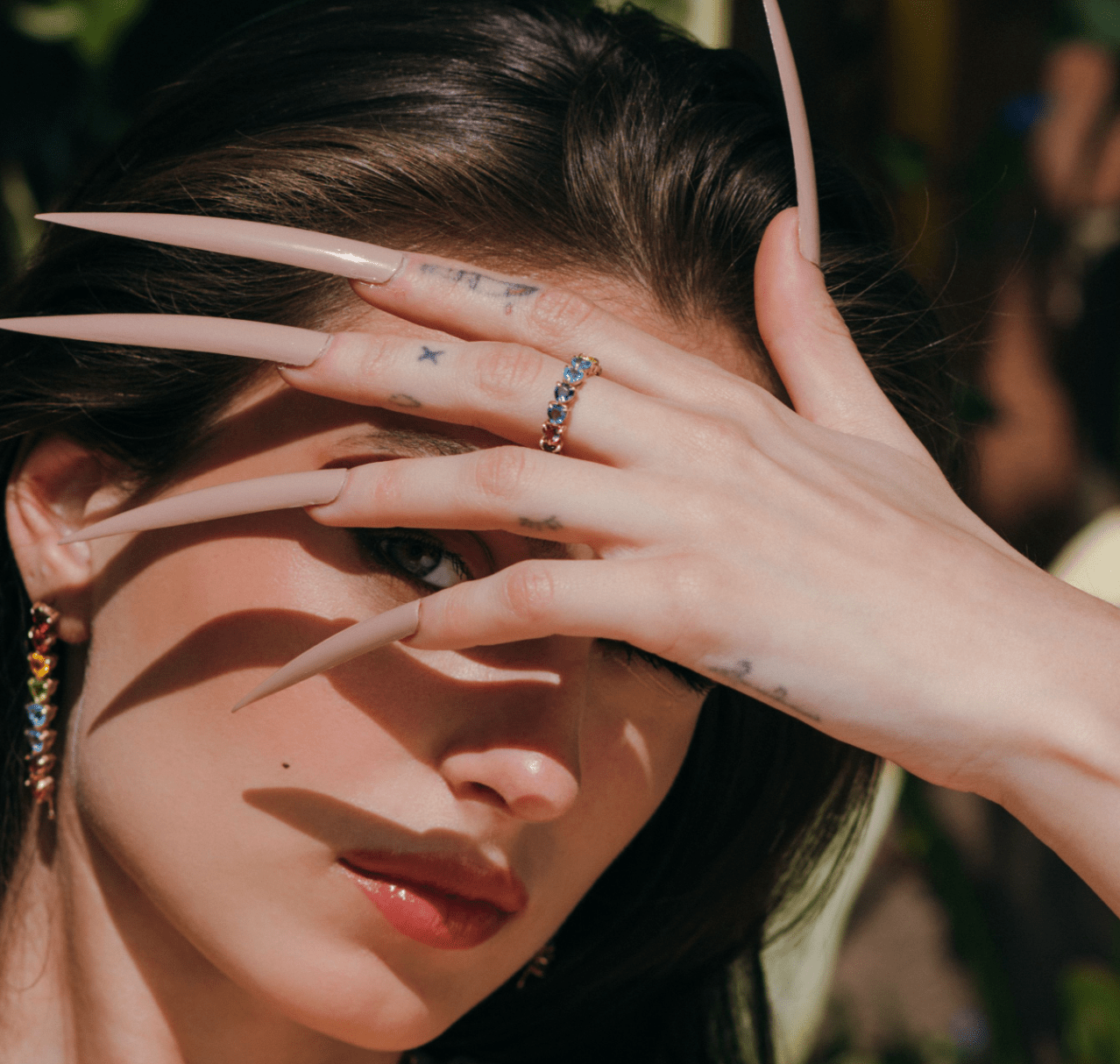14K White Gold Rainbow Gem Eternity Ring - Mordekai