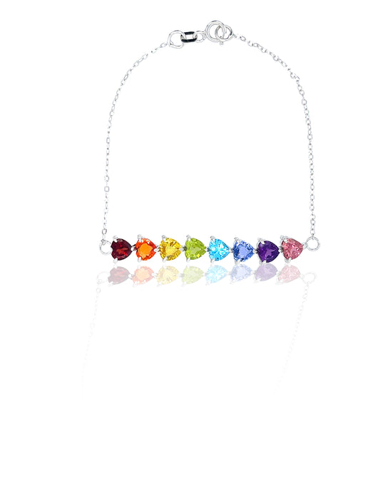 One Rainbow heart chain bracelet