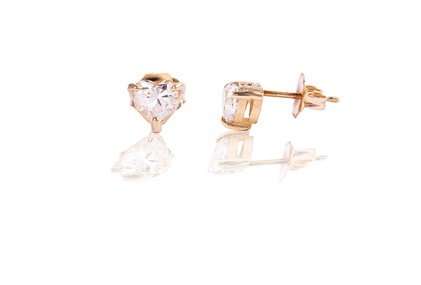 Heart Diamond stud earrings (pair or single)