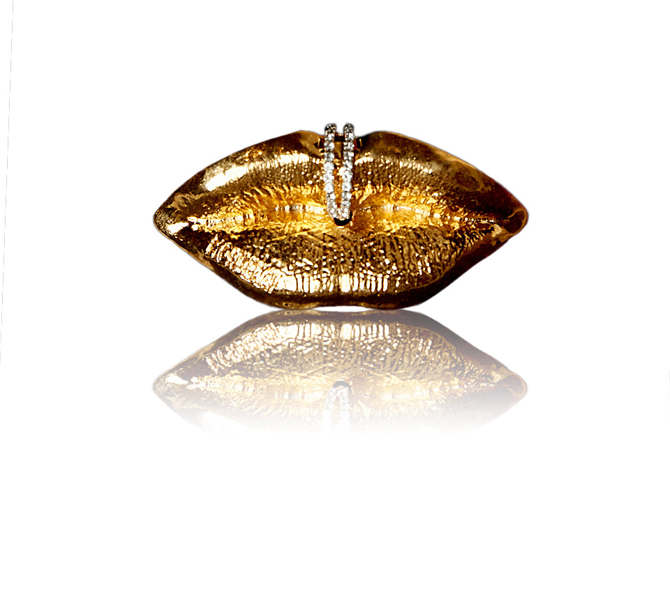 Lips Bejeweled Lapel Pin