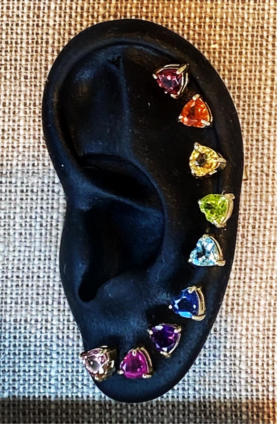 Rainbow heart stud earrings