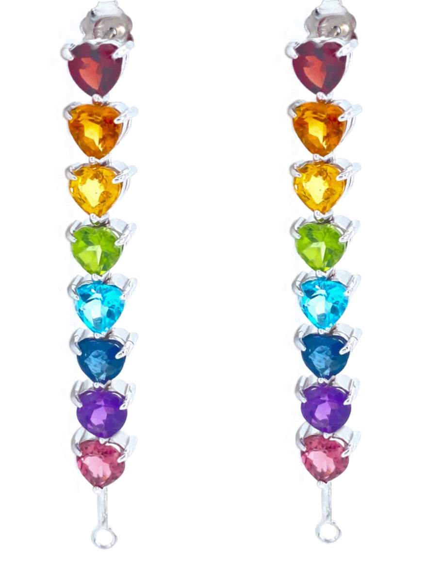 Rainbow heart drop earrings