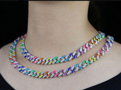 Rainbow cuban link necklace