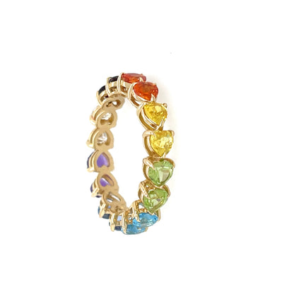 14k gold diamond double rainbow ring