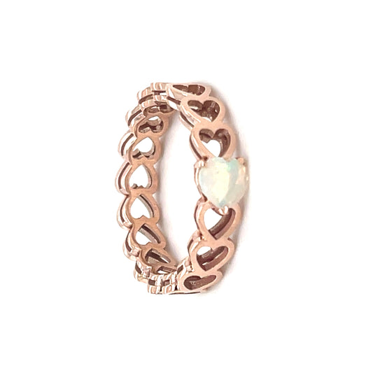 Solitaire White Opal 14K Ring