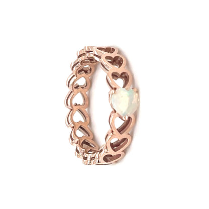 Solitaire White Opal 14K Ring