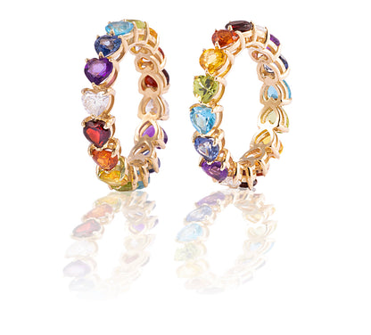 14k yellow gold diamond rainbow ring