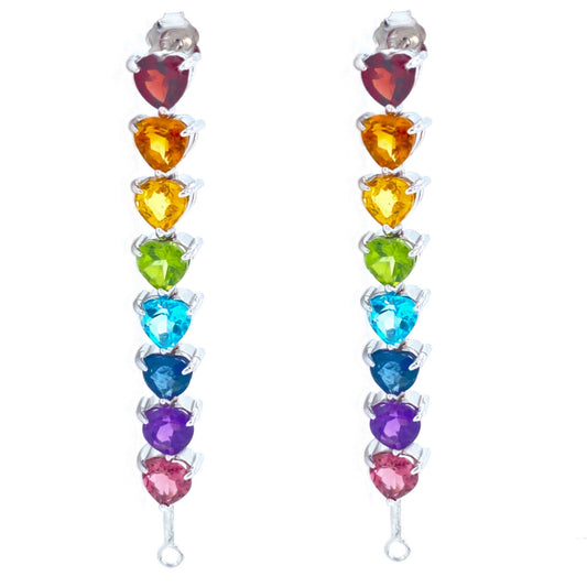 Rainbow heart drop earrings