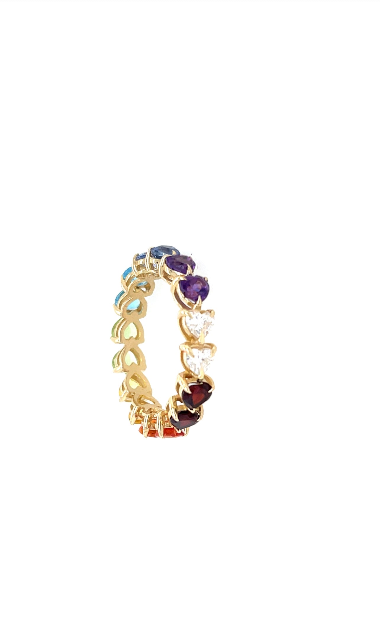 14k gold diamond double rainbow ring