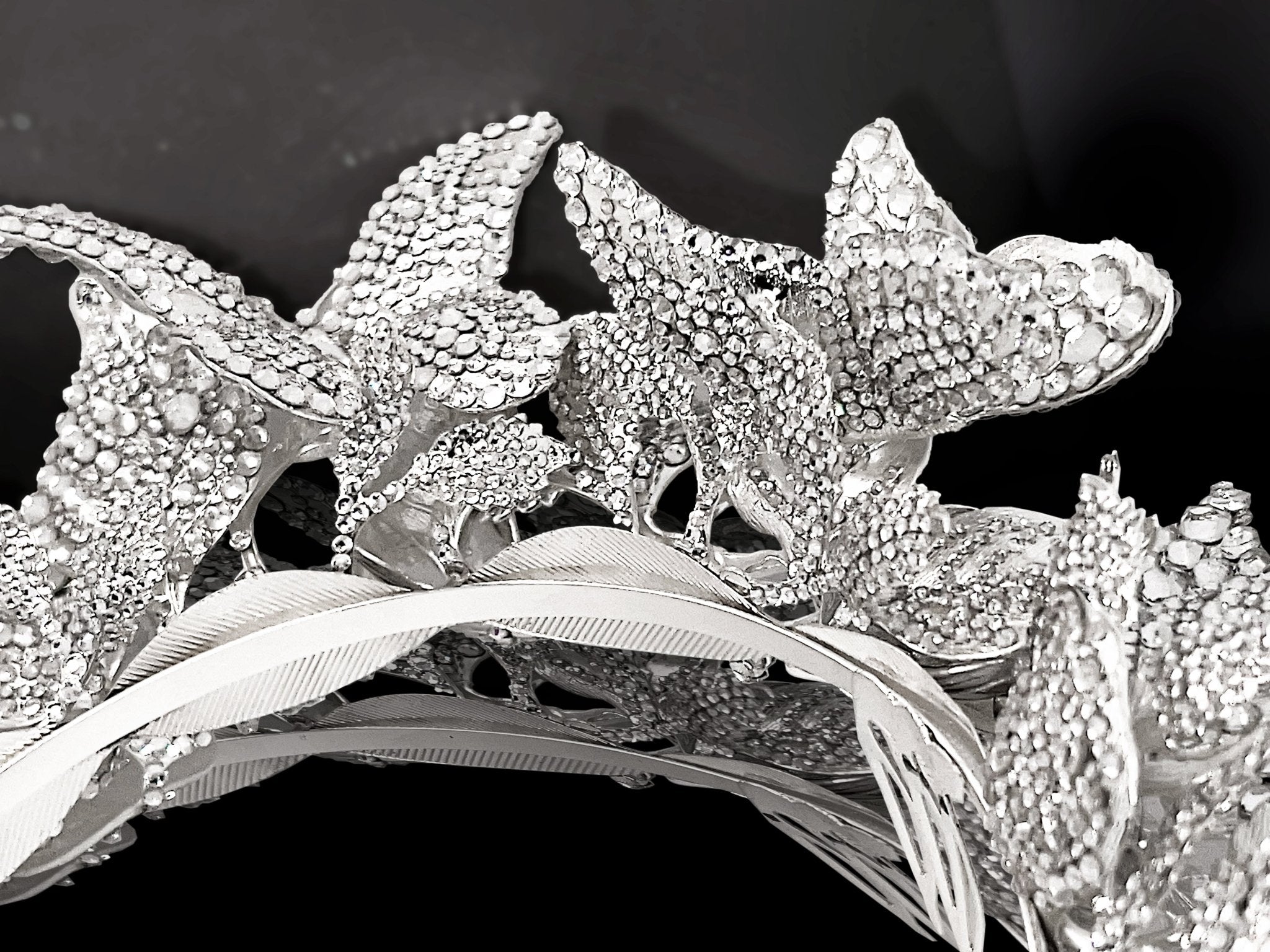 Mariah Butterfly Headpiece in Silver Rhinestone by Mordekai - Mordekai