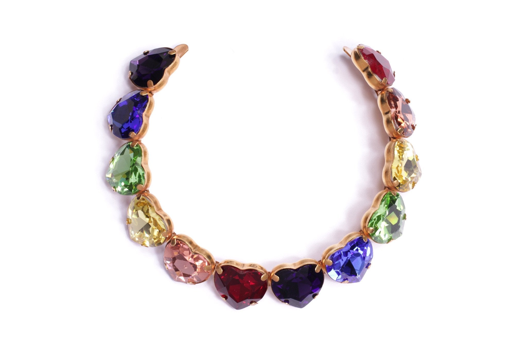 Rainbow Heart Choker with Oversized Multicolor Stones, Gold-Plated Brass by Mordekai - Mordekai